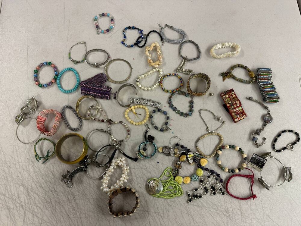 Large Lot of Fashion Bracelets Assorted Styles Colors Beads Charms Mixed Styles